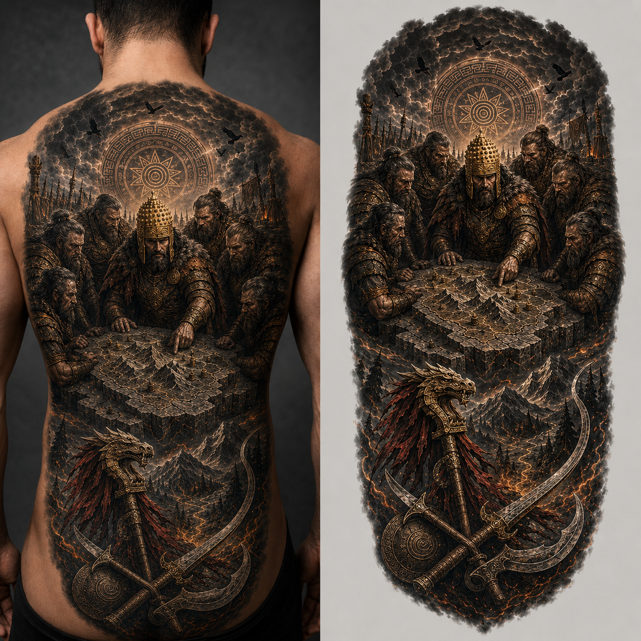THE WAR COUNCIL OF DECEBALUS from the Dacian Roman War — EUR 50 tattoo collection